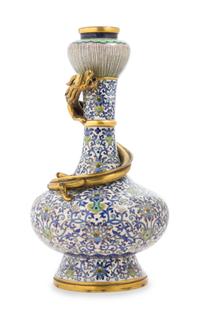 A Chinese Cloisonne Garlic-Head Dragon Vase 18TH/19TH CENTURY Height 11 1/4 inches. — 18TH/19TH CENTURY
