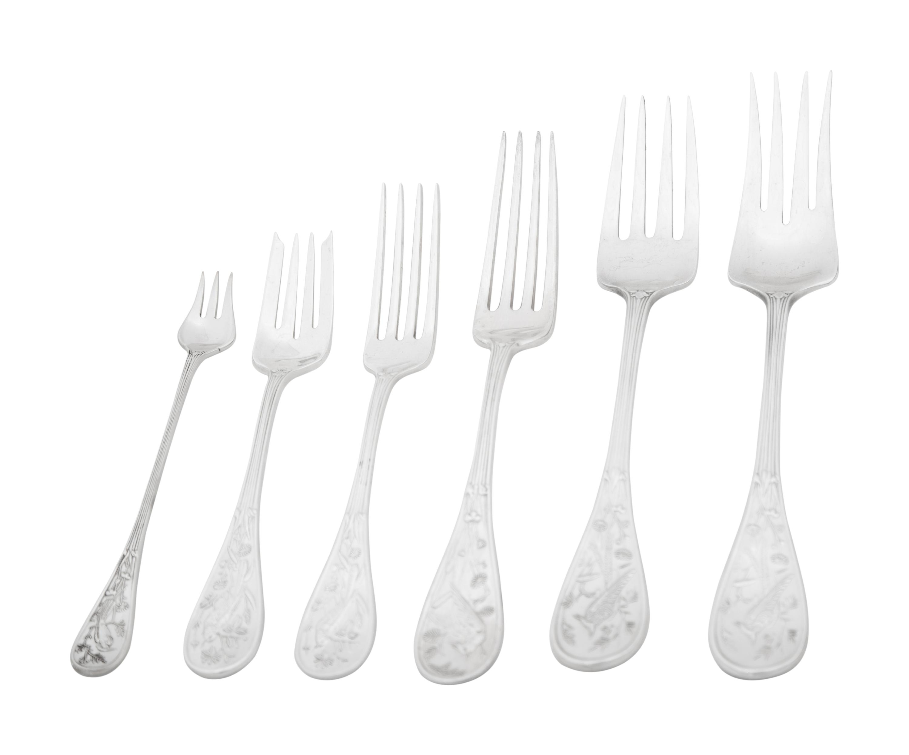 An Extensive Tiffany and Co. Silver Flatware Service