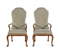 A Pair of Dennis and Leen Walnut Armchairs