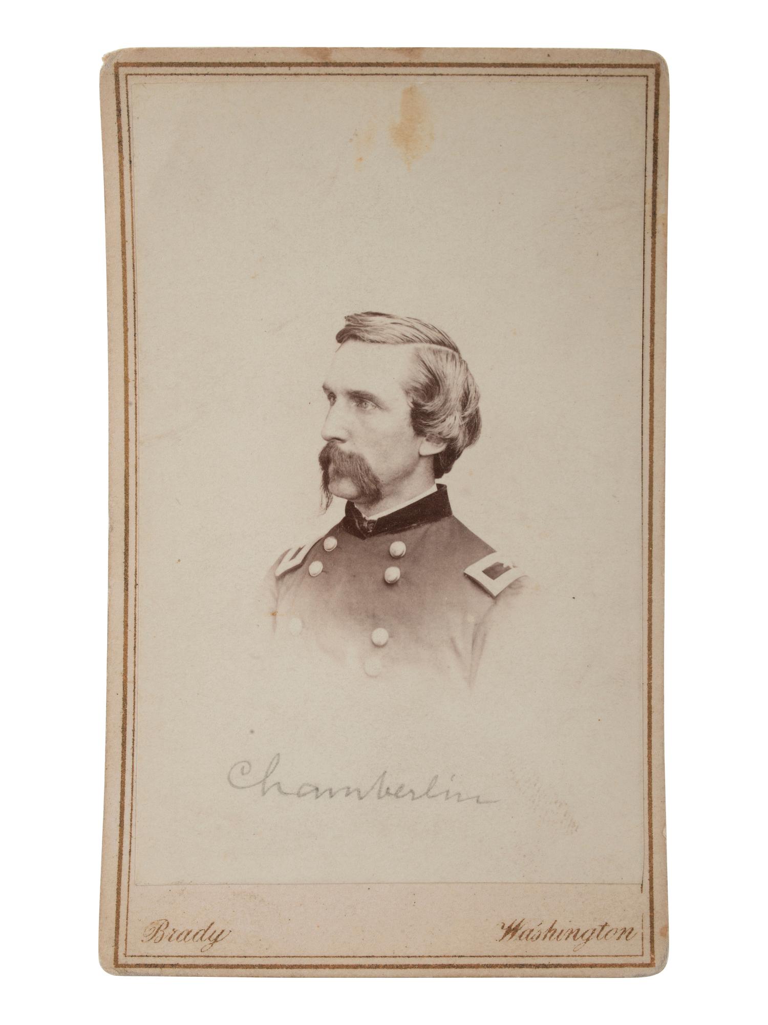 [CIVIL WAR]. [CHAMBERLAIN, Joshua L. (1828-1914)]. BRADY, Mathew, photographer. CDV of Brigadier General Joshua Chamberlain, MOH Gettysburg. Washington, DC.