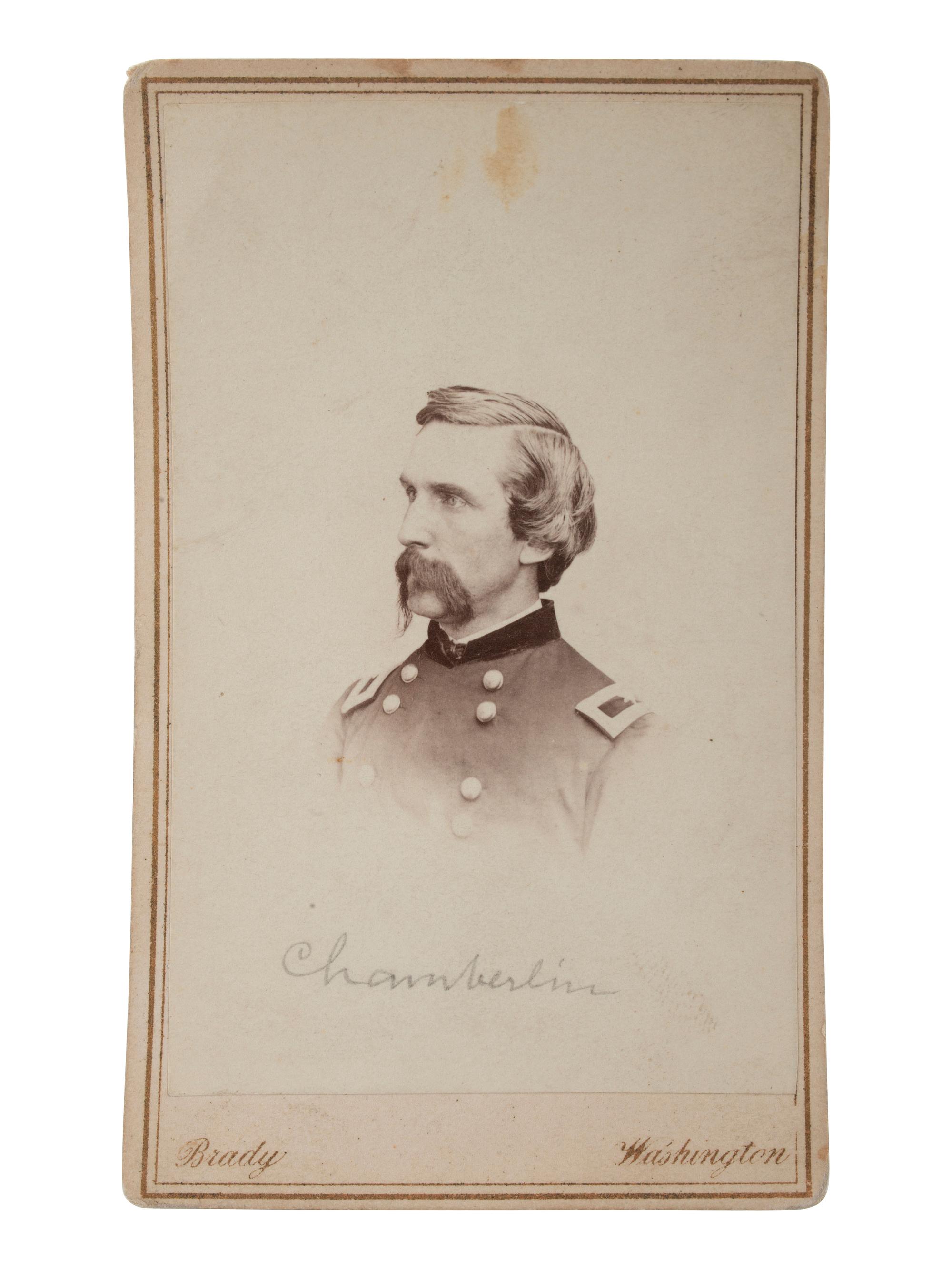 [CIVIL WAR]. [CHAMBERLAIN, Joshua L. (1828-1914)]. BRADY, Mathew, photographer. CDV of Brigadier General Joshua Chamberlain, MOH Gettysburg. Washington, DC.
