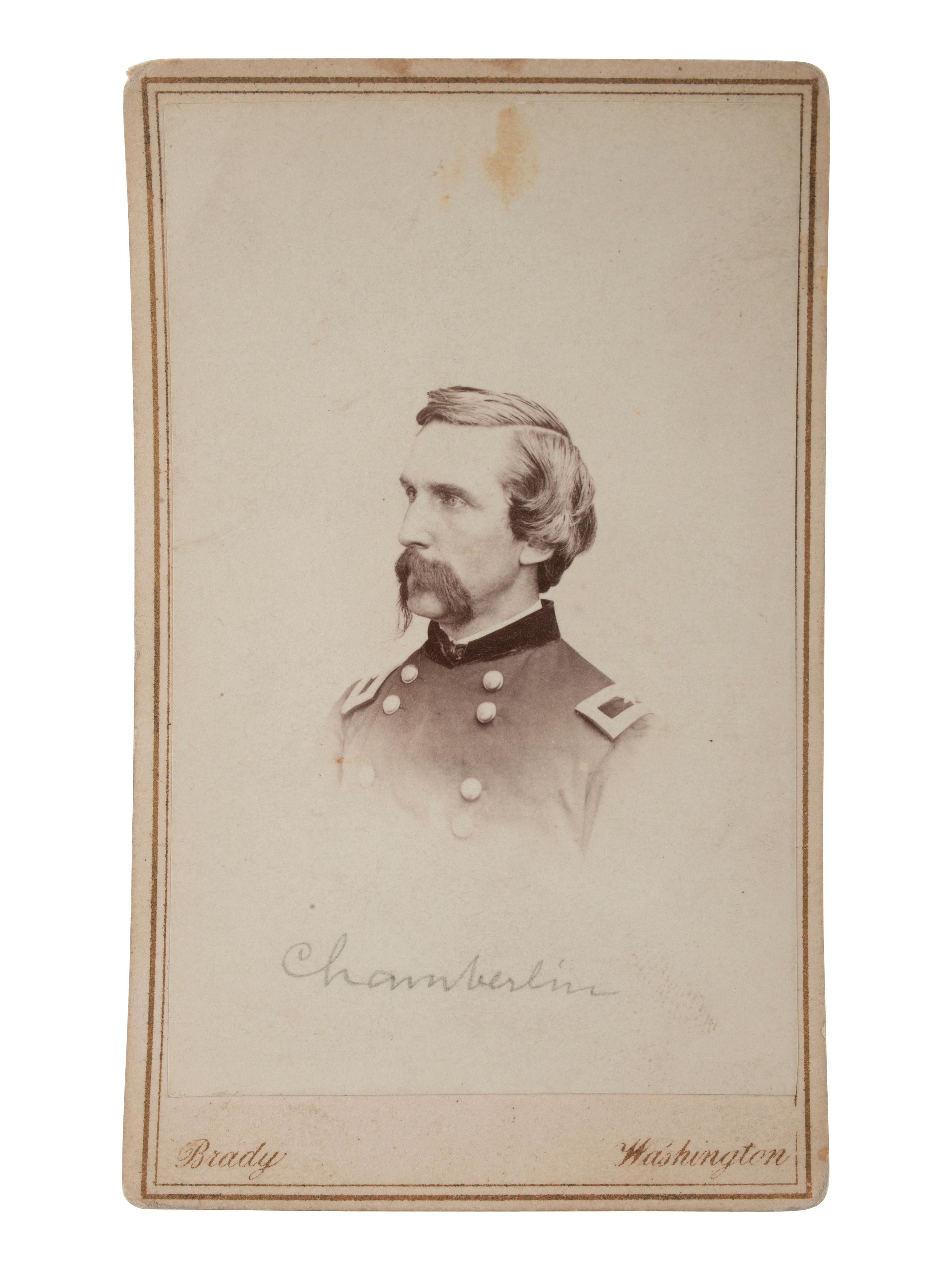 [CIVIL WAR]. [CHAMBERLAIN, Joshua L. (1828-1914)]. BRADY, Mathew, photographer. CDV of Brigadier General Joshua Chamberlain, MOH Gettysburg. Washington, DC.