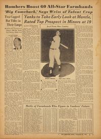 [Baseball] [Mantle, Mickey] Mickey Mantle's First Cover : The Earliest Front-Page Newspaper Image of Mickey Mantle, "Something Good from Joplin"