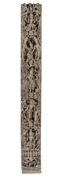 A Large Indian Carved Wood Panel Height 88 1/2 inches.