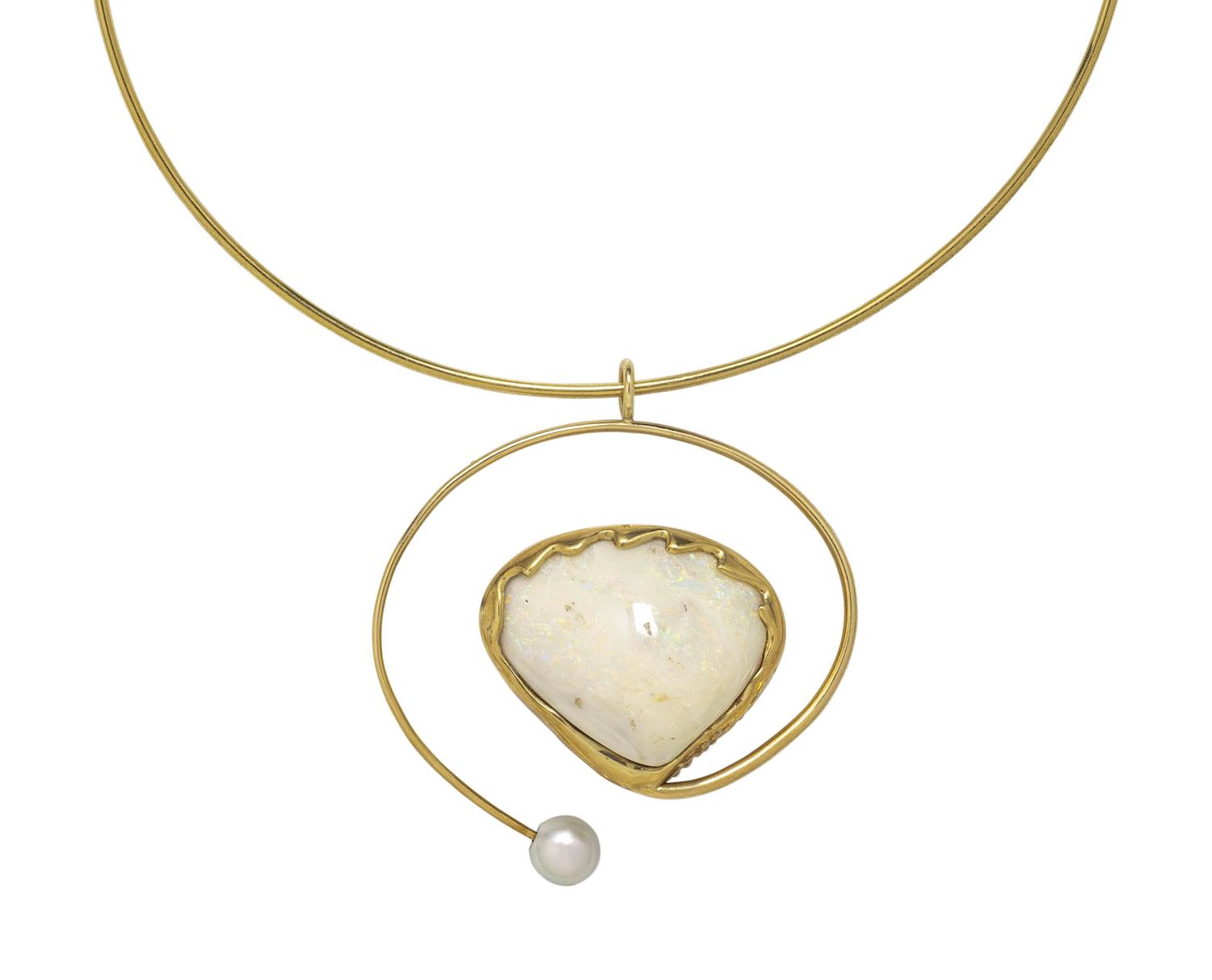 OPAL AND CULTURED PEARL PENDANT