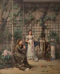 Adrien de Boucherville (French, 1829-1883) — Garden Scene , 1876
