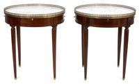 A Pair of Louis XVI Style Marble Top Gueridon Tables Height 29 x diameter 25 1/2 inches. — LATE 19TH CENTURY
