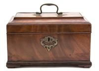 An English Walnut Tea Caddy Height 6 1/4 x width 9 3/4 inches. — 19TH CENTURY