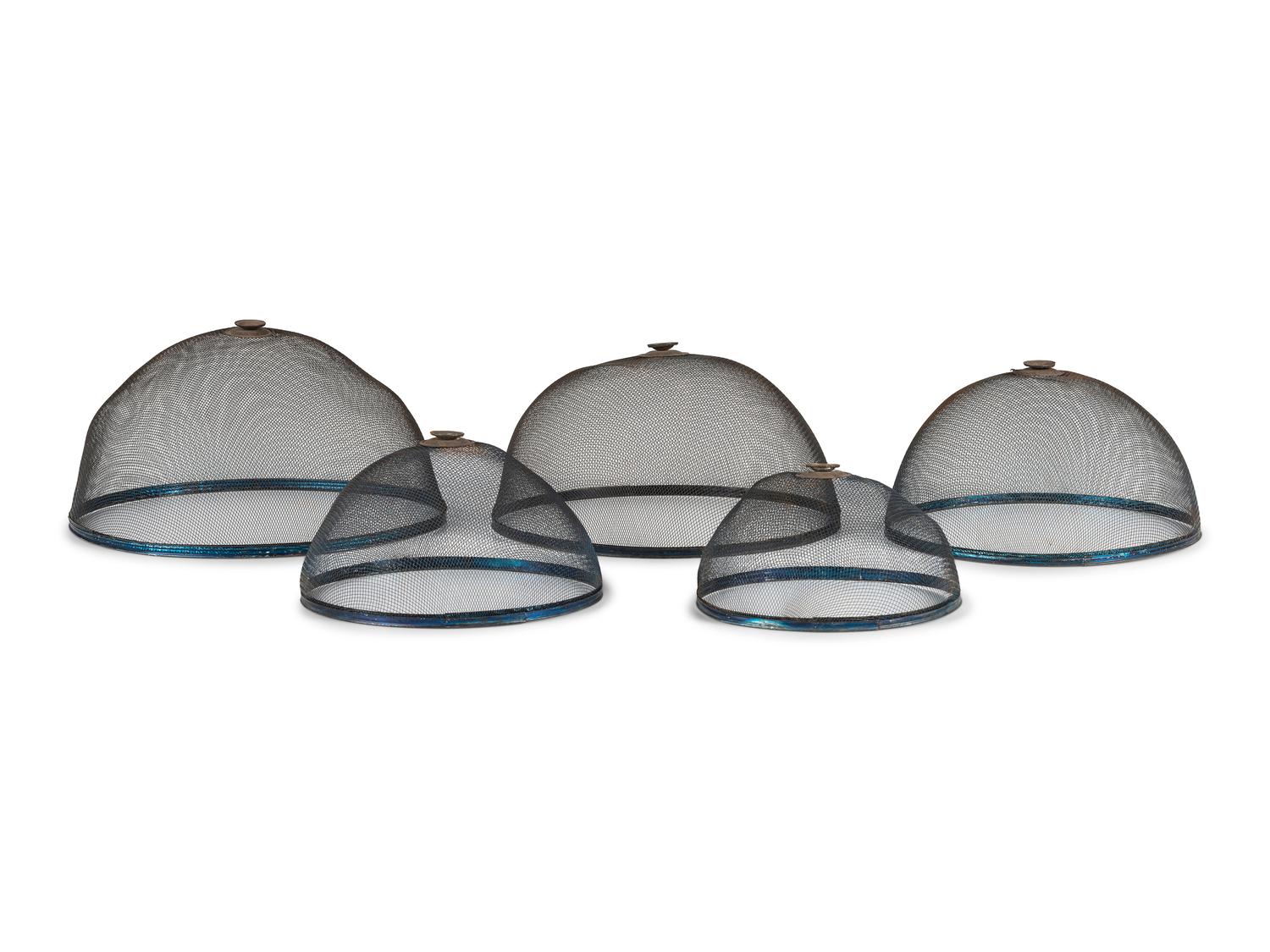 A Stacking Set of Five Wire Screen Food Covers
