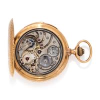 LONGINES, 18K YELLOW GOLD MINUTE REPEATER HUNTER CASE POCKET WATCH