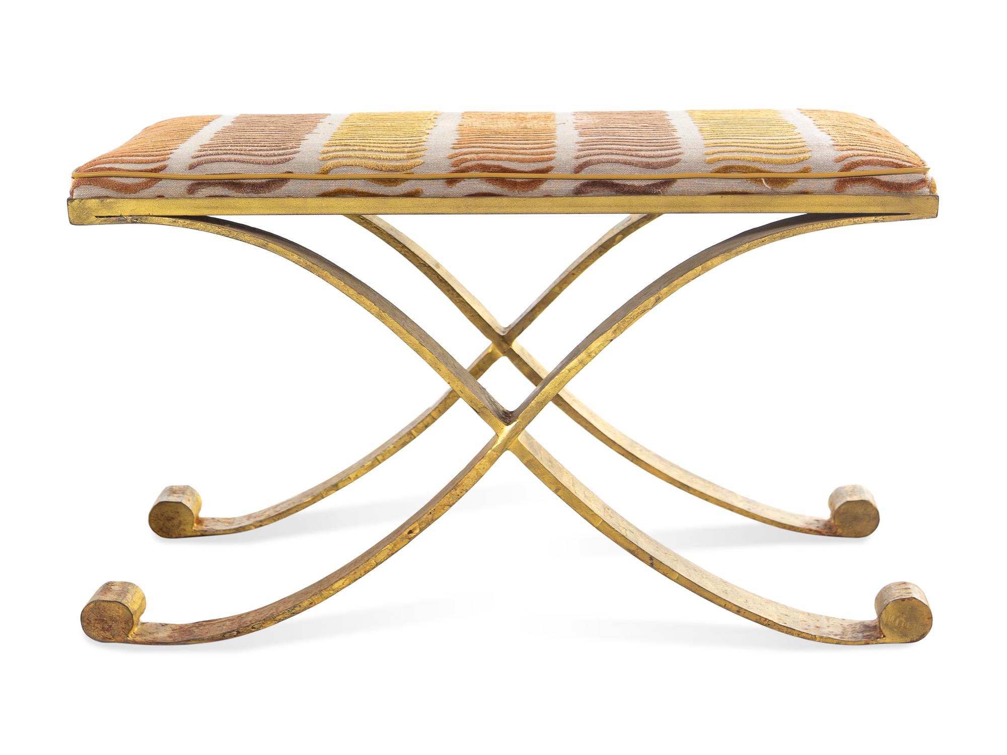 A Pair of Gilt Metal X-Shape Benches