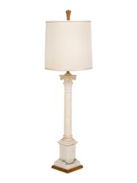 A Carved Marble Columnar Lamp