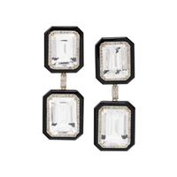 ROCK CRYSTAL, ONYX AND DIAMOND EARRINGS