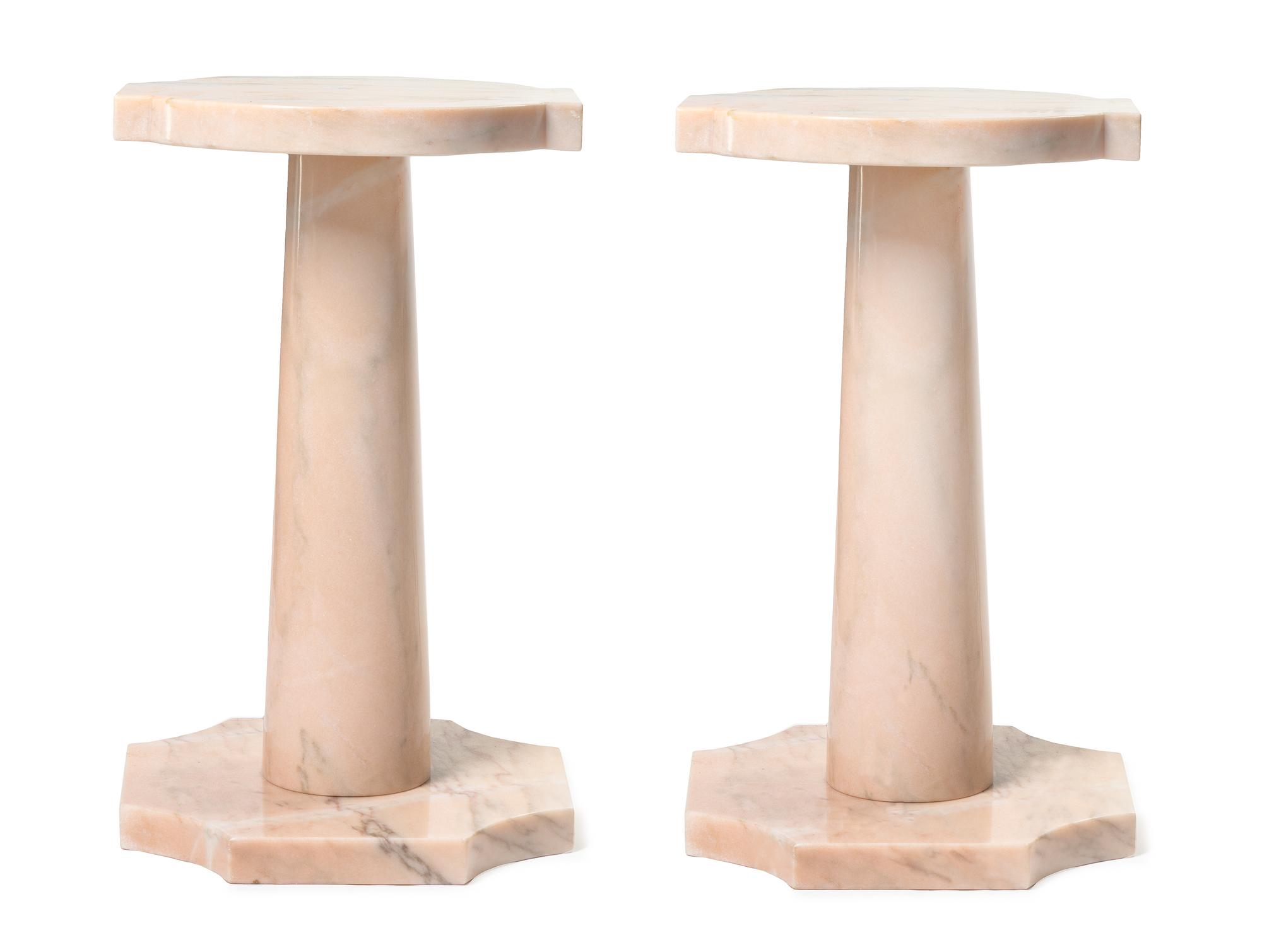 A Pair of Custom-Designed Marble Pedestals Height 26 inches. — 20TH CENTURY