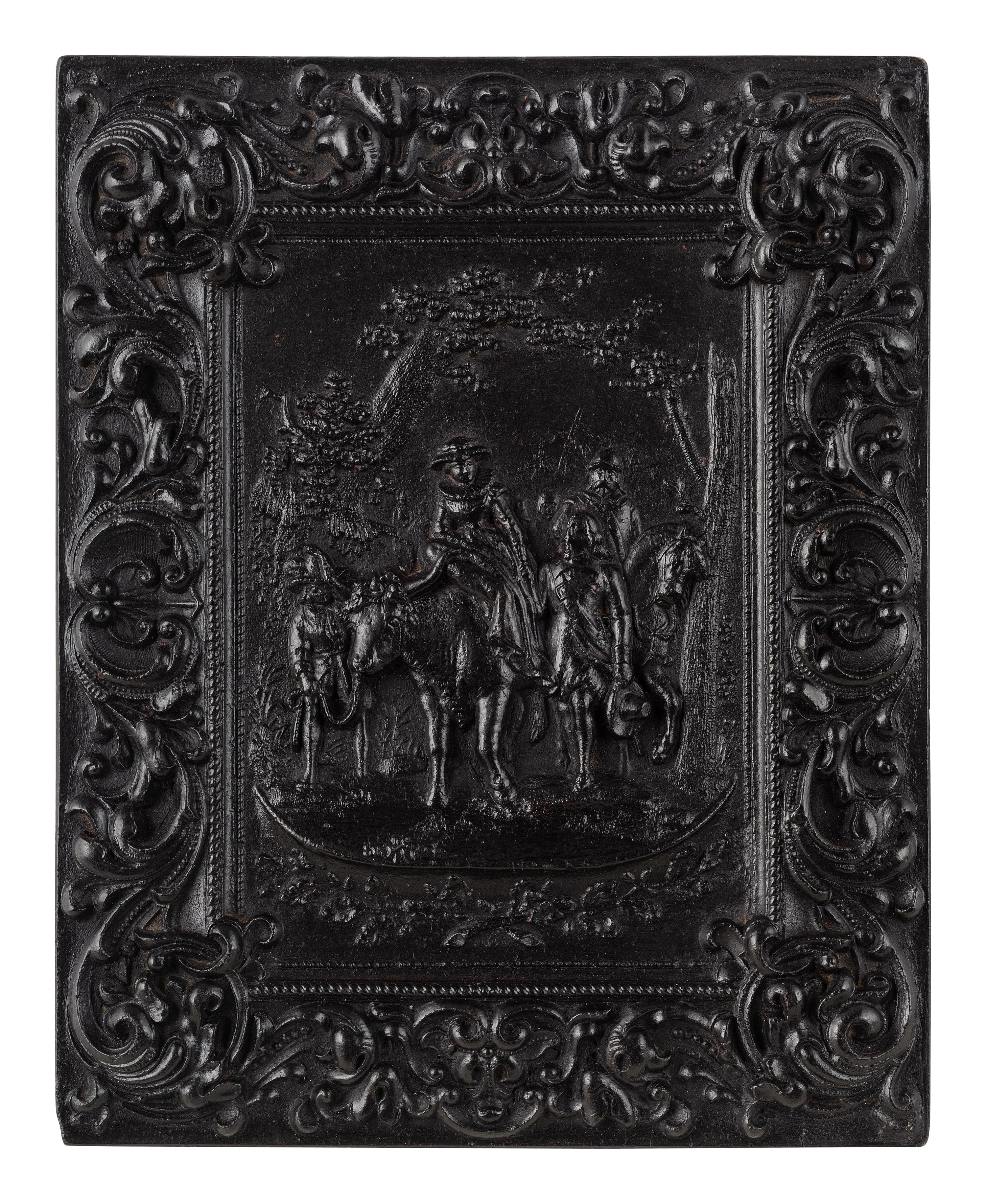 [EARLY PHOTOGRAPHY]. 3 half plate figural Union cases, one containing tintype of a wedding couple.