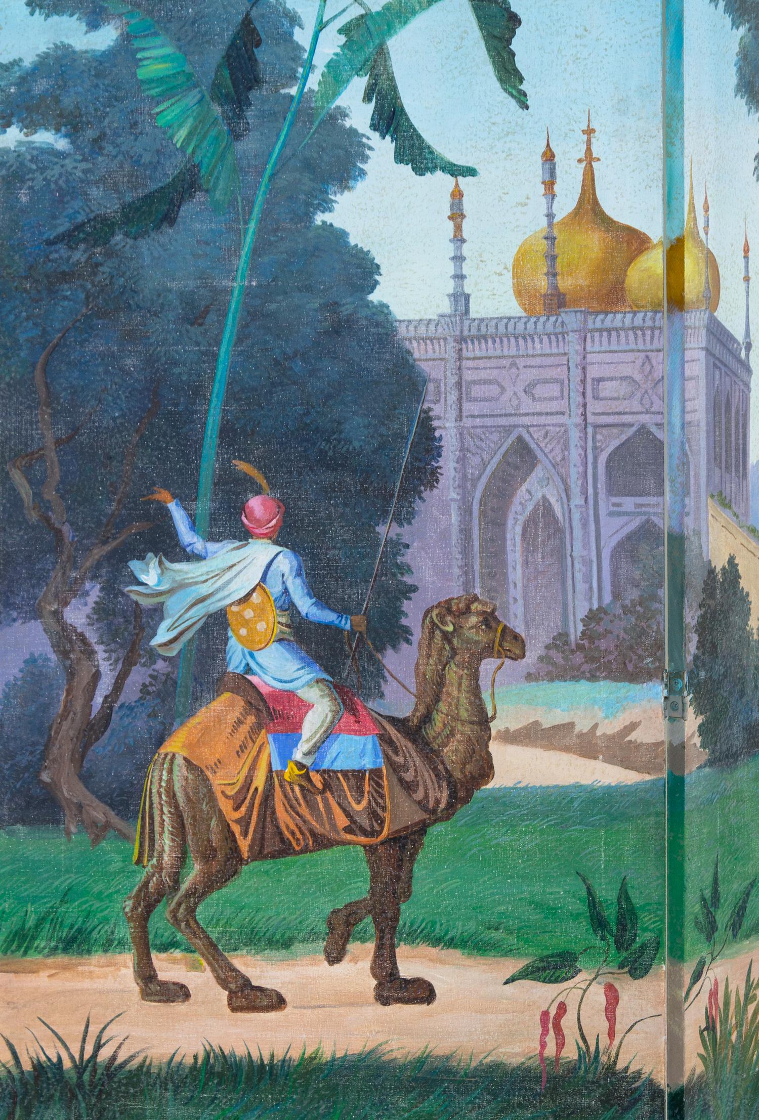 A French Scenic Wallpaper Four-Panel Screen