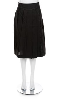 Gucci Black Pleated Linen Skirt, 1980-90s Size label: 44