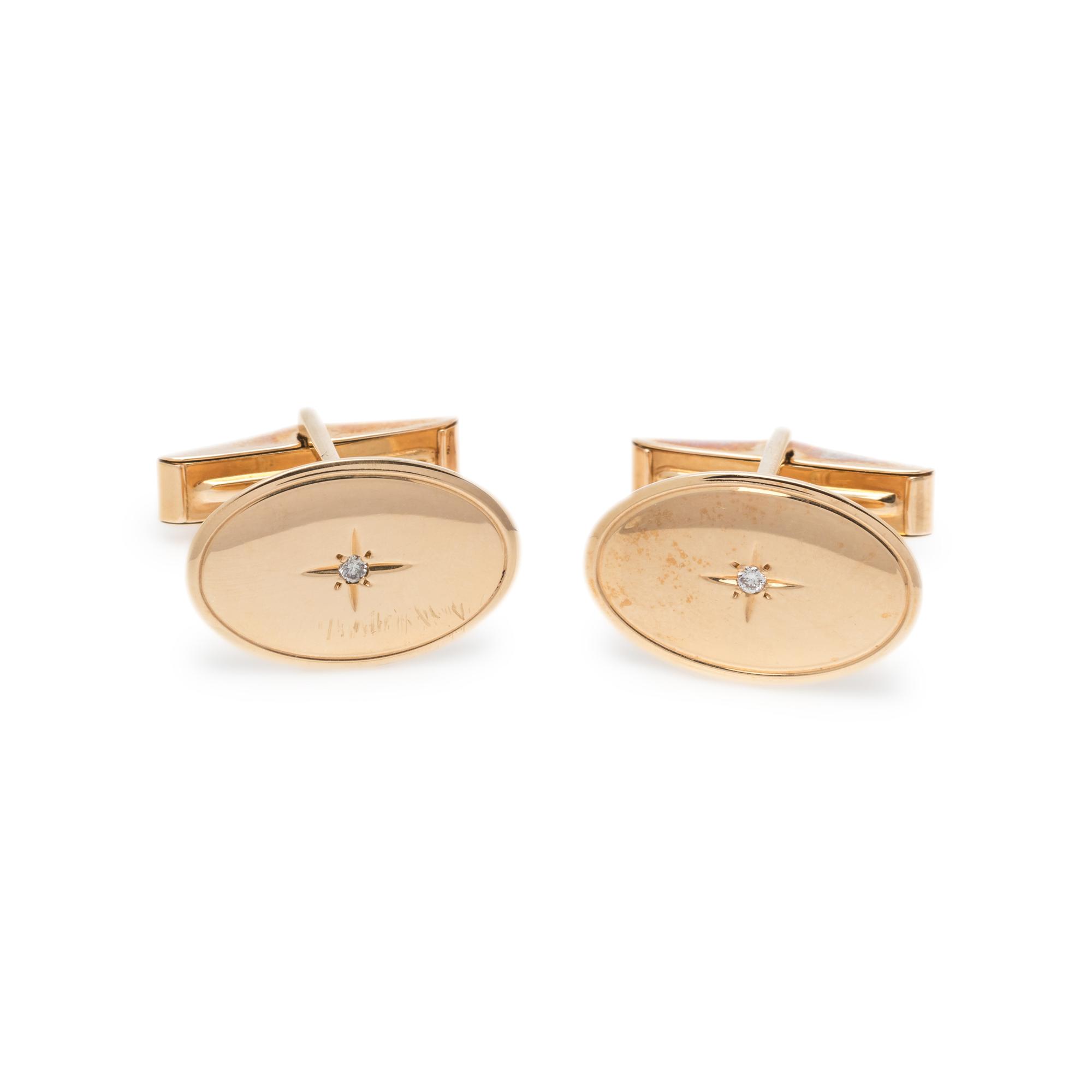 YELLOW GOLD AND DIAMOND CUFFLINKS