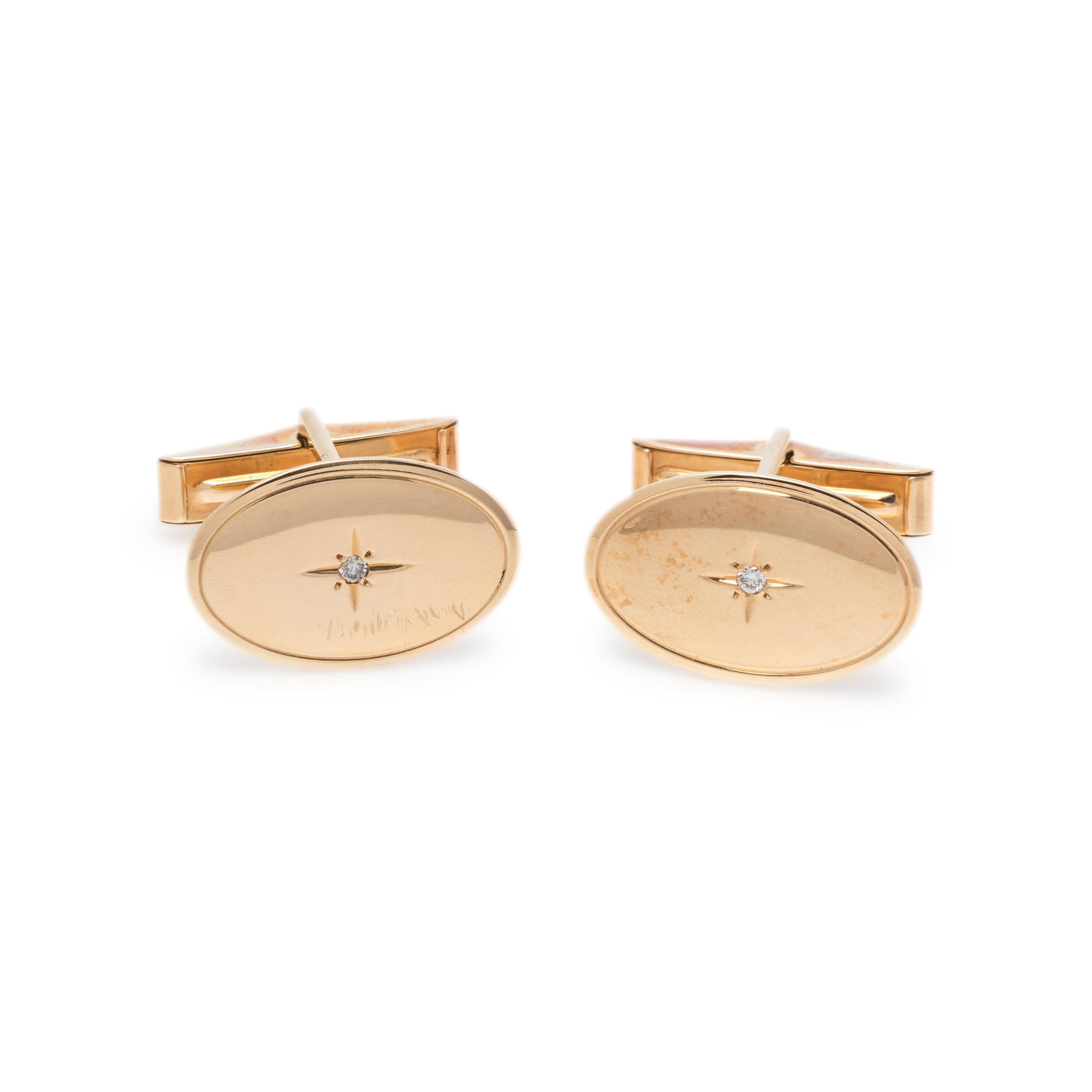 YELLOW GOLD AND DIAMOND CUFFLINKS