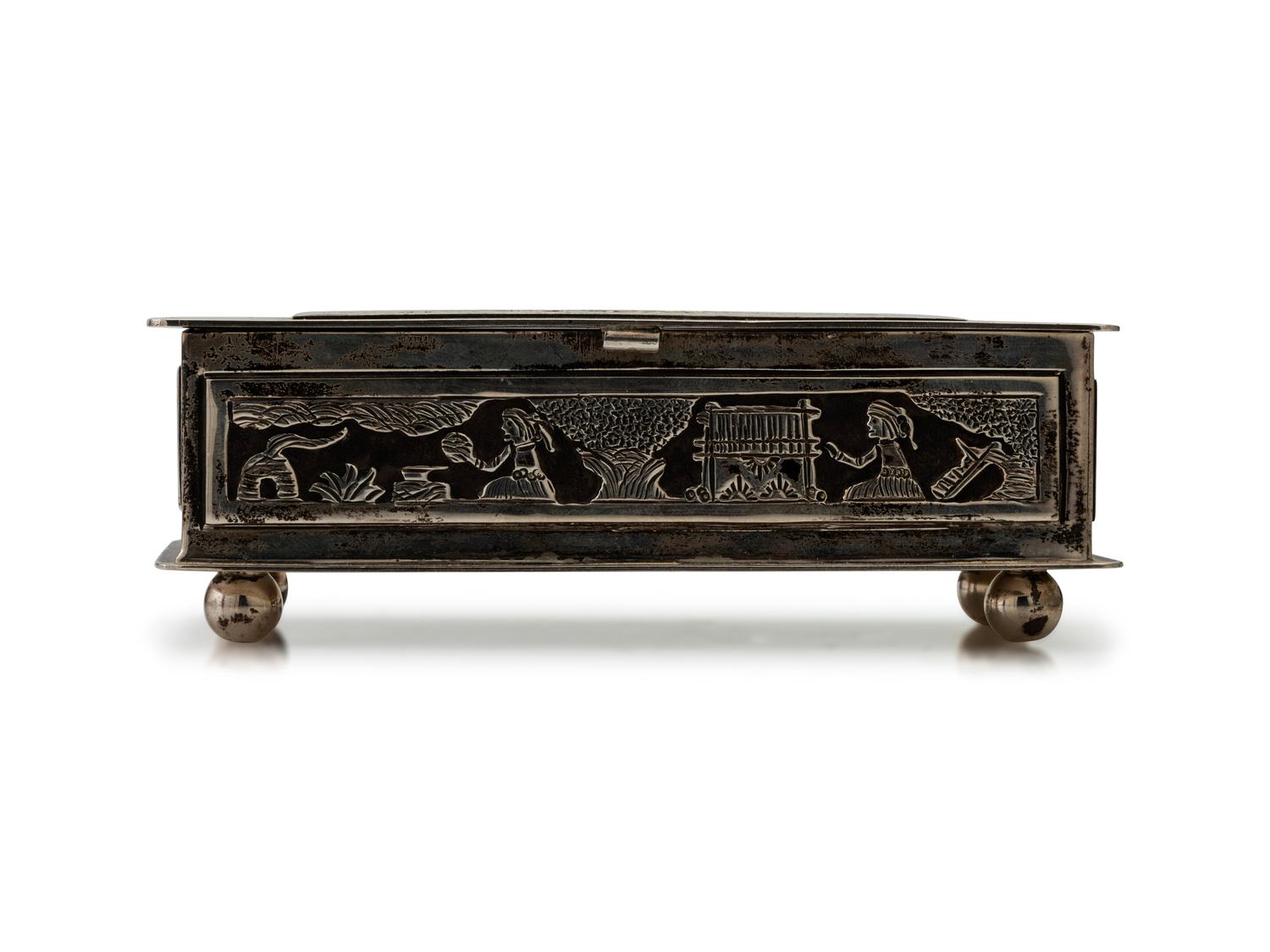 Navajo Sterling Silver Storyteller Lidded Box