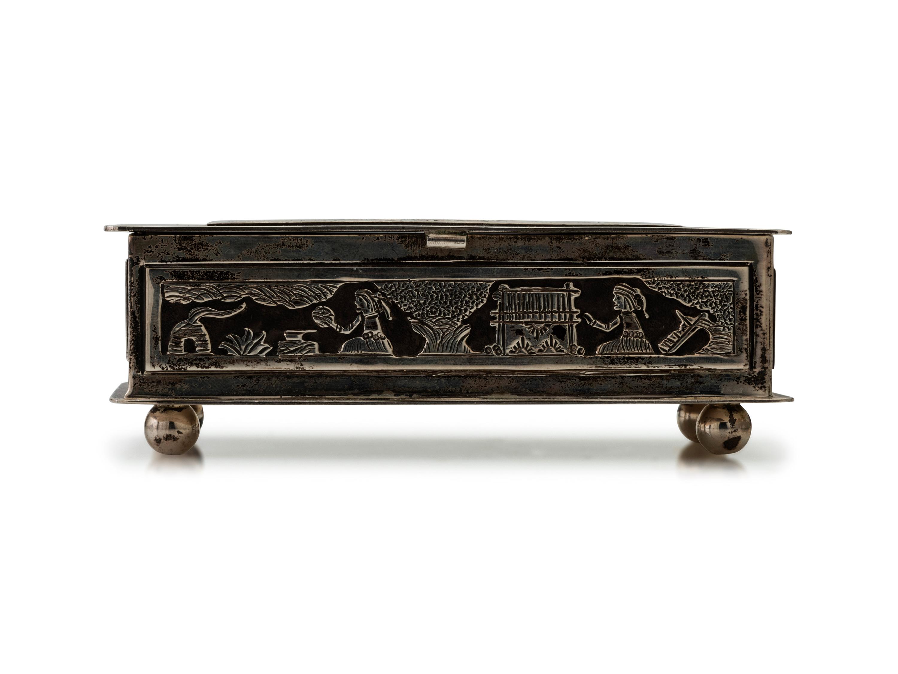 Navajo Sterling Silver Storyteller Lidded Box