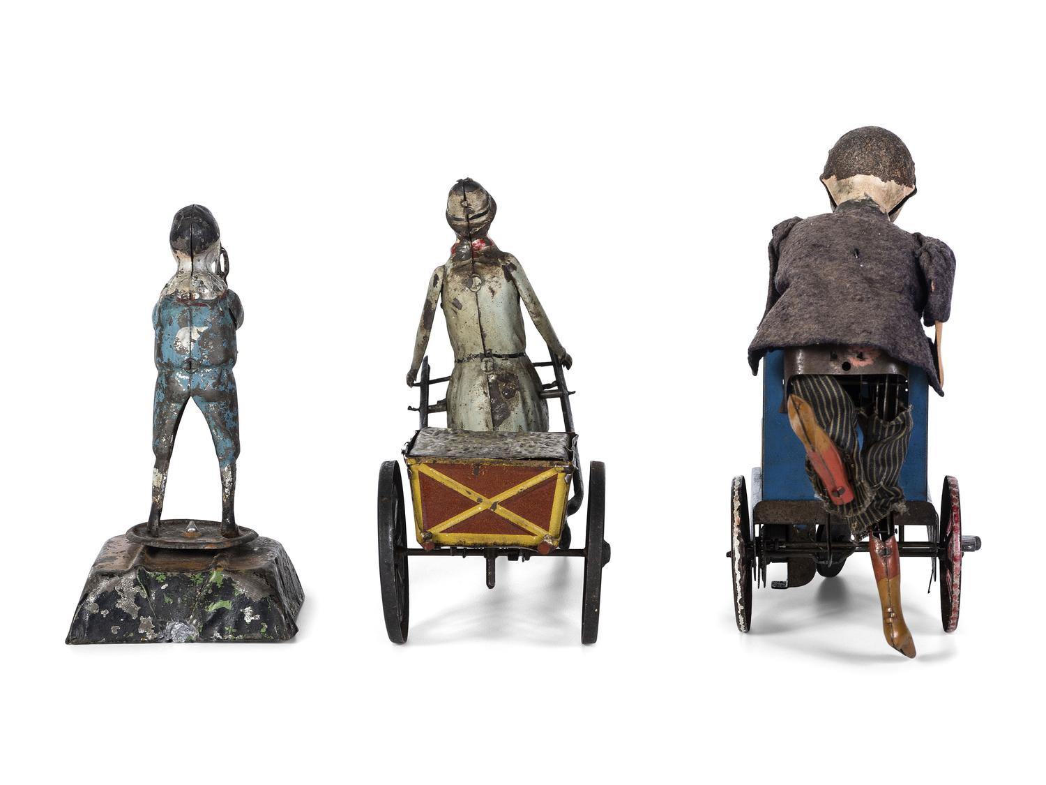 Three Painted Tin Windup Toys