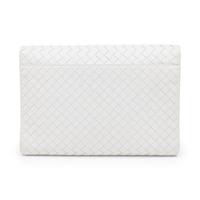 Bottega Veneta, White Intrecciato Large Clutch