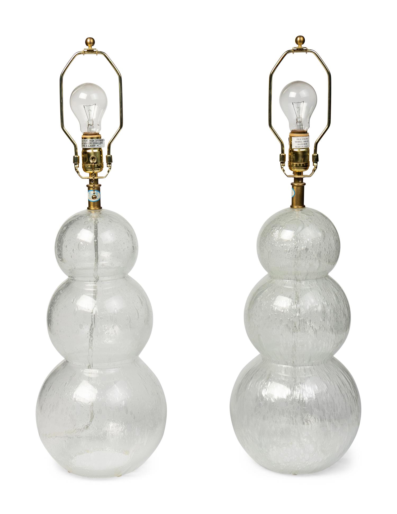 A Pair of Contemporary Blown Glass Table Lamps