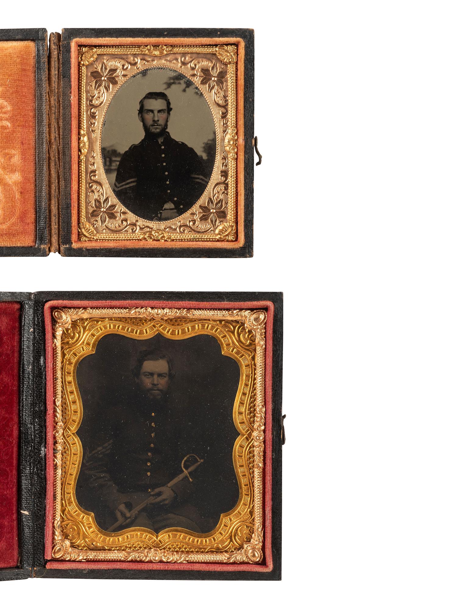 [CIVIL WAR]. 2 cased portraits of non-commissioned officers, including an identified corporal.