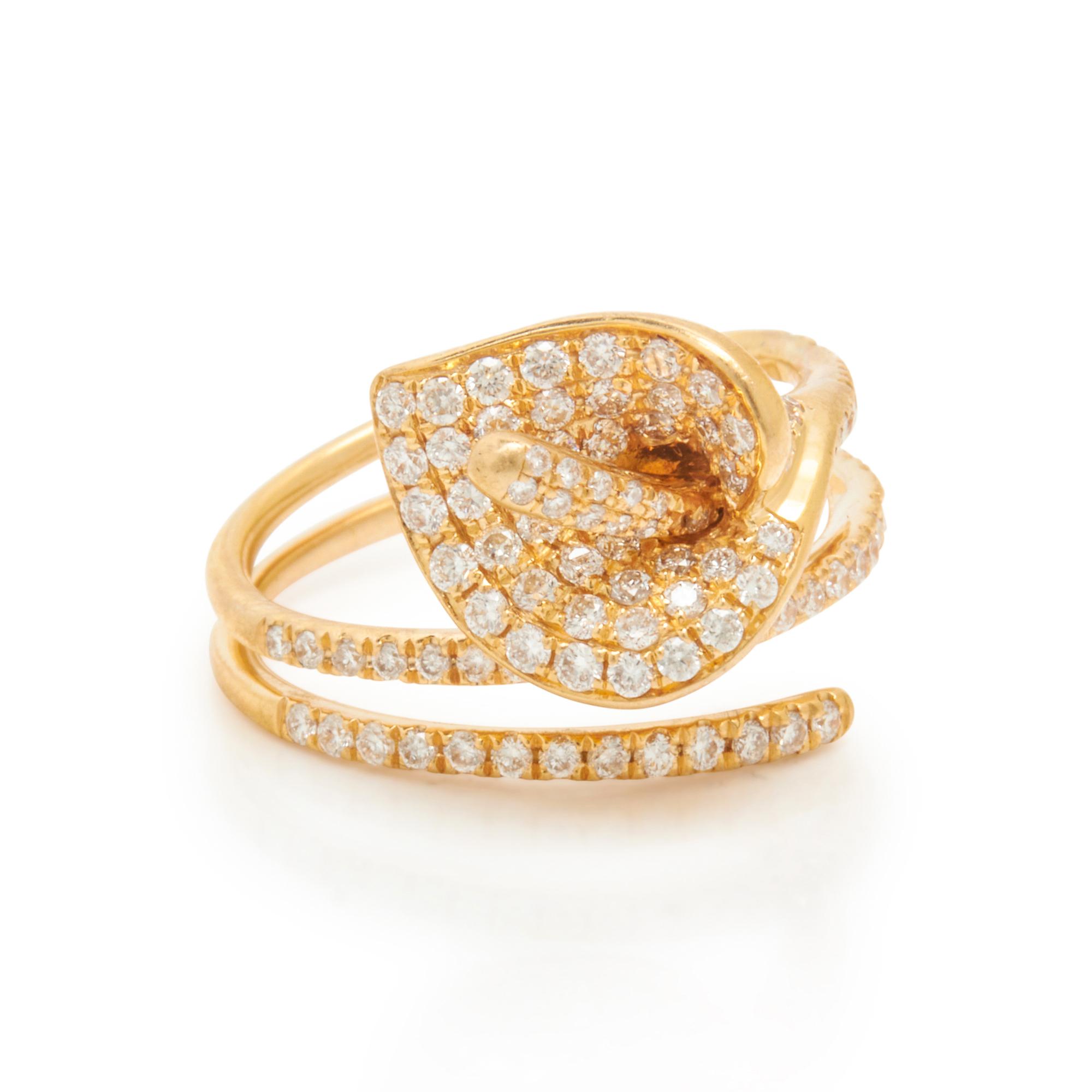 ANITA KO, YELLOW GOLD AND DIAMOND CALLA LILY RING