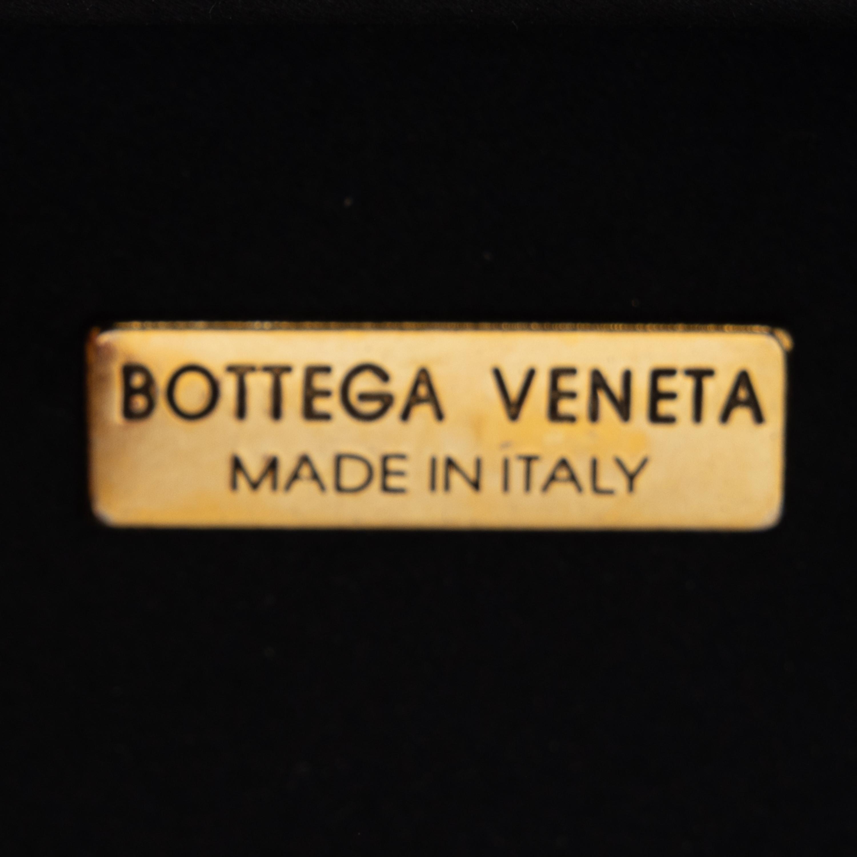 Bottega Veneta, Black Satin Intrecciato Clutch
