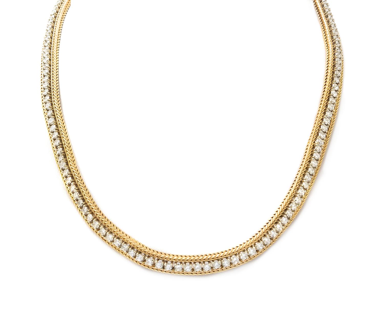 A 14 Karat Yellow Gold and Diamond Demi Parure, 38.00 dwts.
