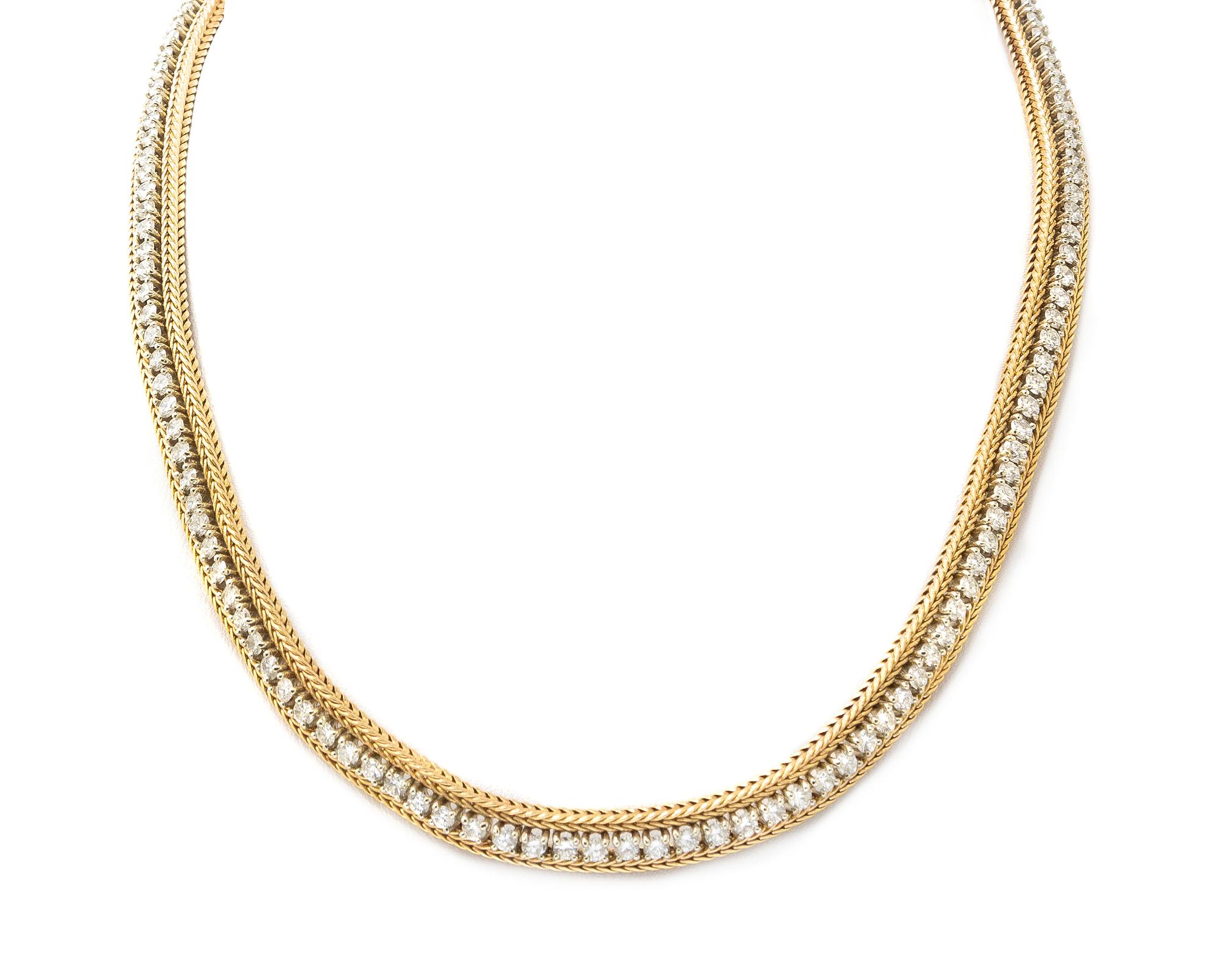 A 14 Karat Yellow Gold and Diamond Demi Parure, 38.00 dwts.