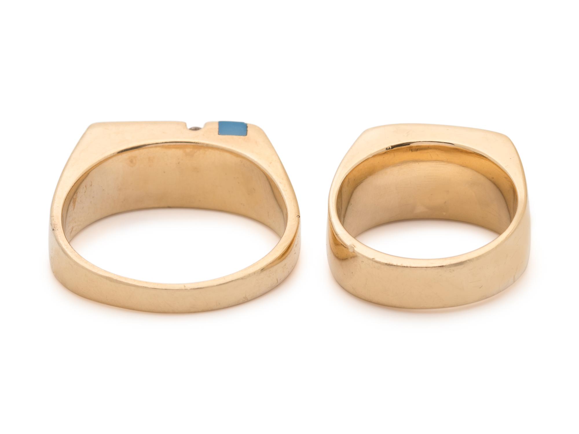 COLLECTION OF YELLOW GOLD, HARDSTONE AND DIAMOND RINGS