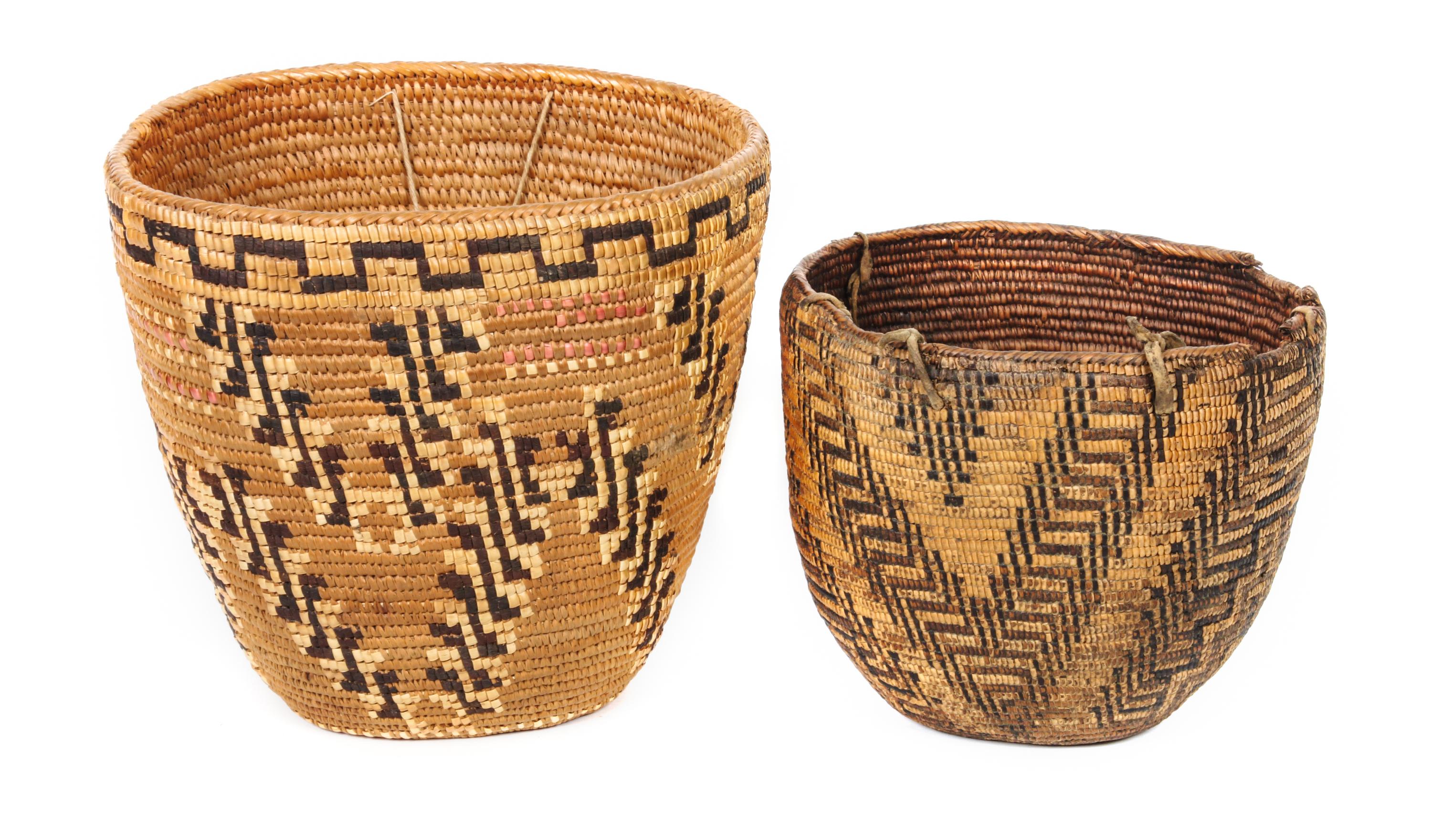Two Klickatat Carrying Baskets Height of the first 10 x width 10 inches.