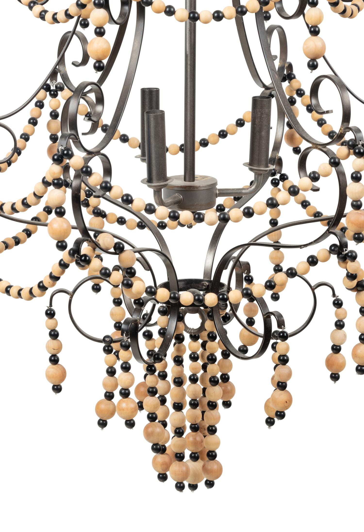 A Painted Metal Three-Light Chandelier