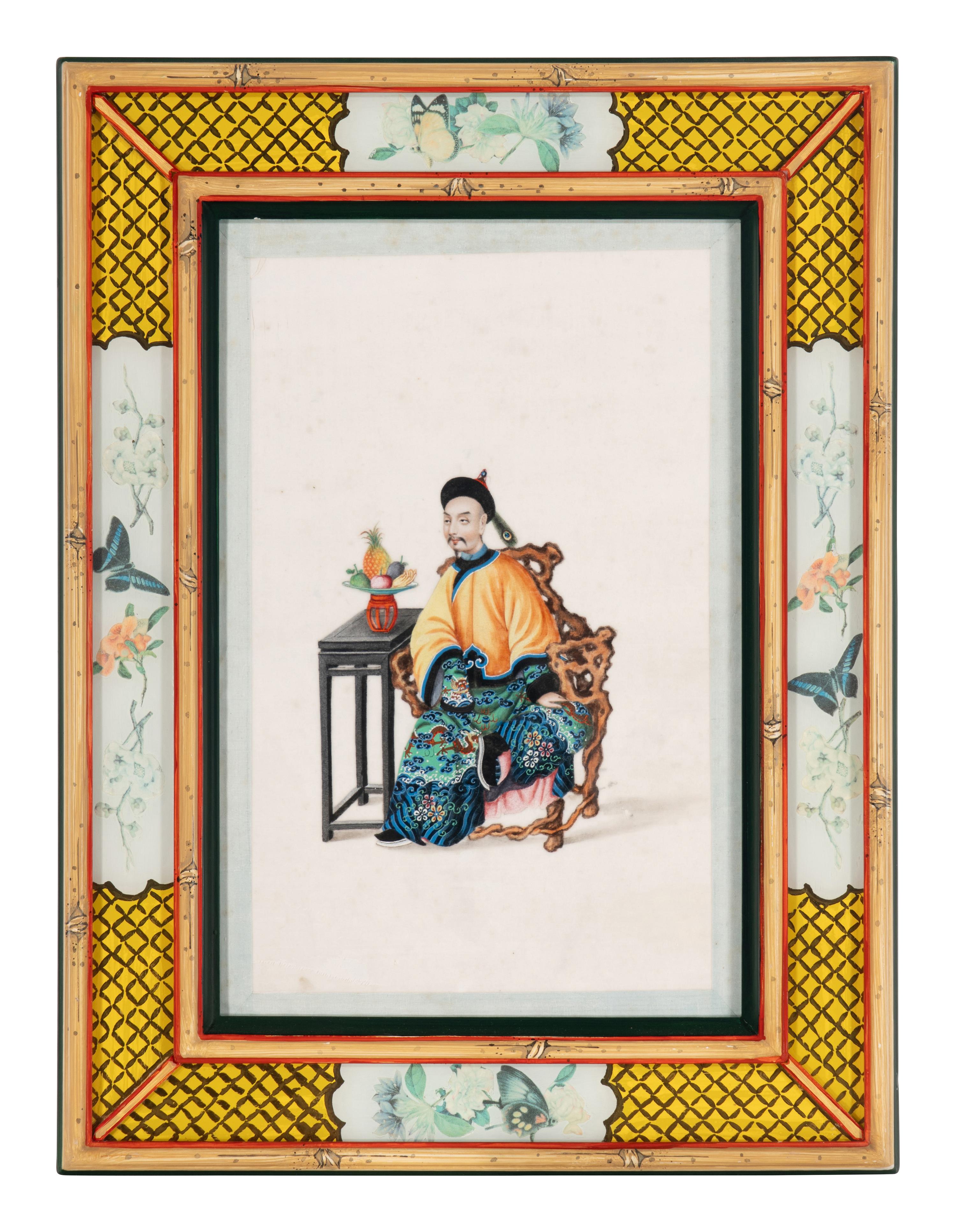 A Set of 12 Chinese Export Pith Paintings, Late 19th/Early 20th Century 清晚期 通草畫人物圖鏡框12幅