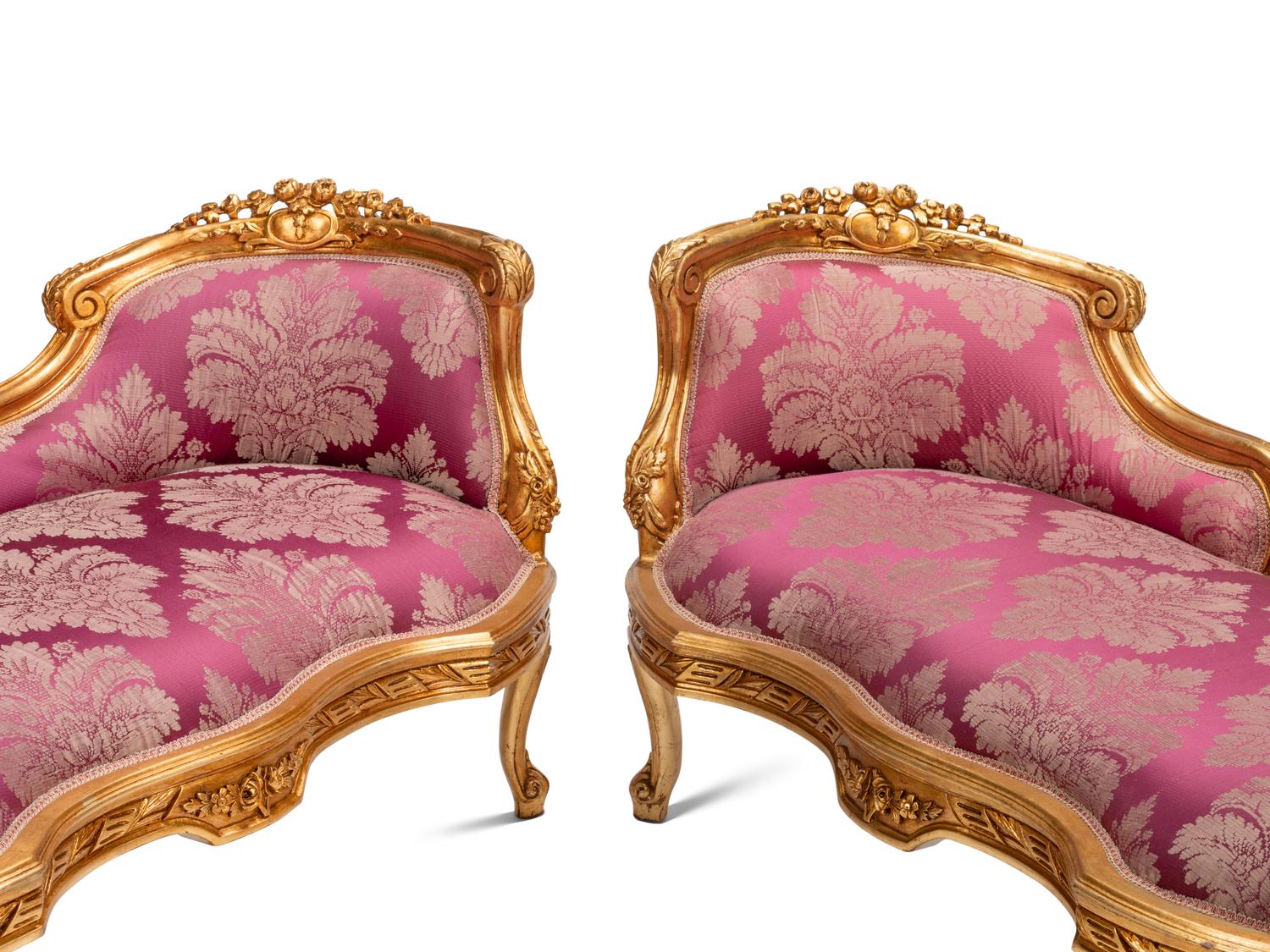 A Pair of Louis XV Style Giltwood Window Seats