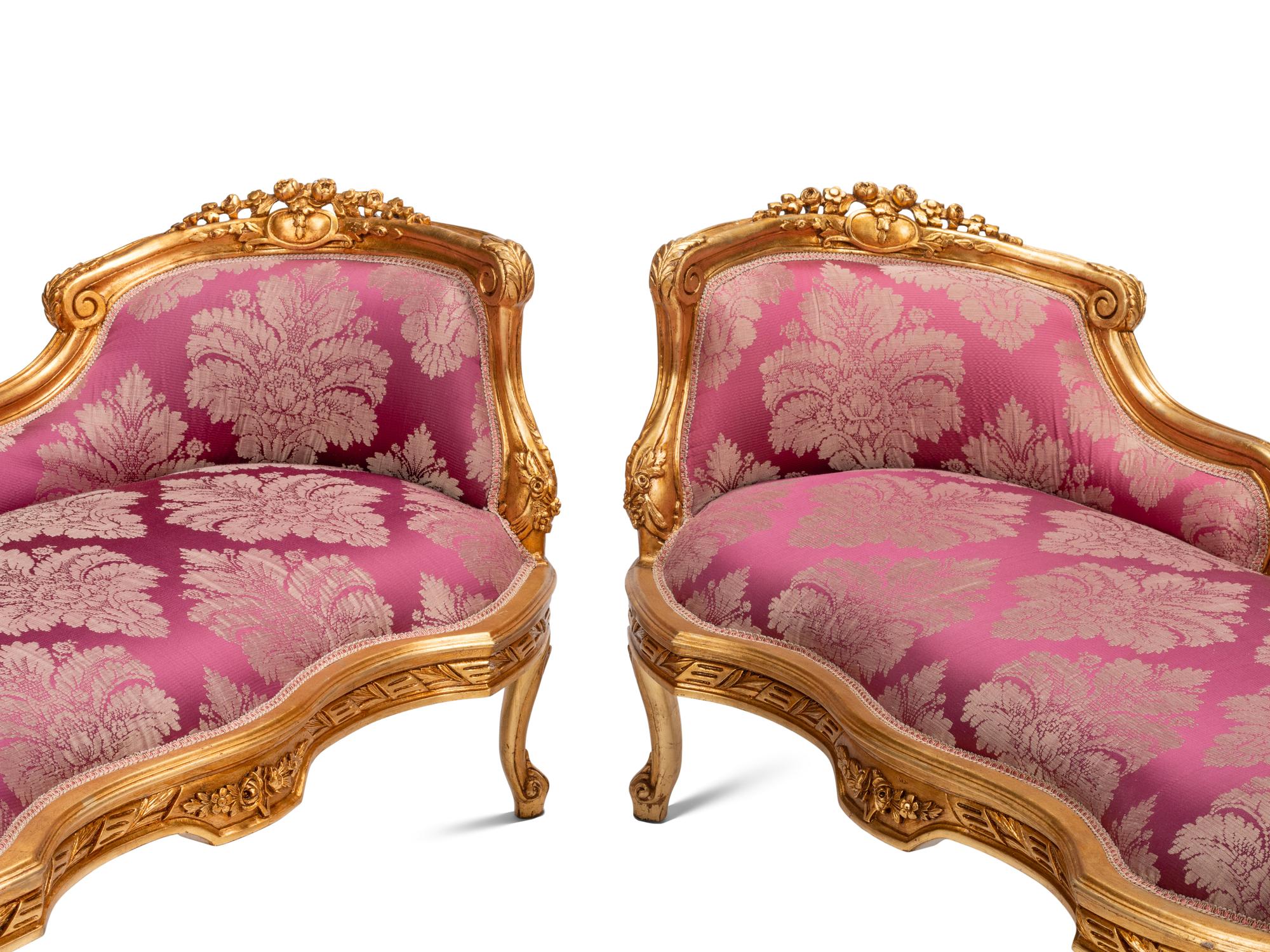 A Pair of Louis XV Style Giltwood Window Seats
