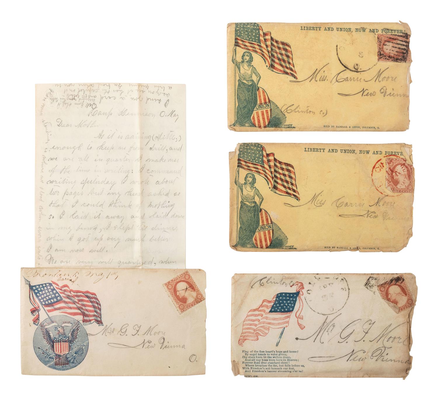 [CIVIL WAR]. Moore family letter archive related to the establishment of Camp Dennison, Ohio, and Private William B. Moore, 12th Ohio Volunteer Infantry.