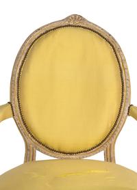 A Pair of George III Carved, Grey-Painted and Parcel Gilt Armchairs