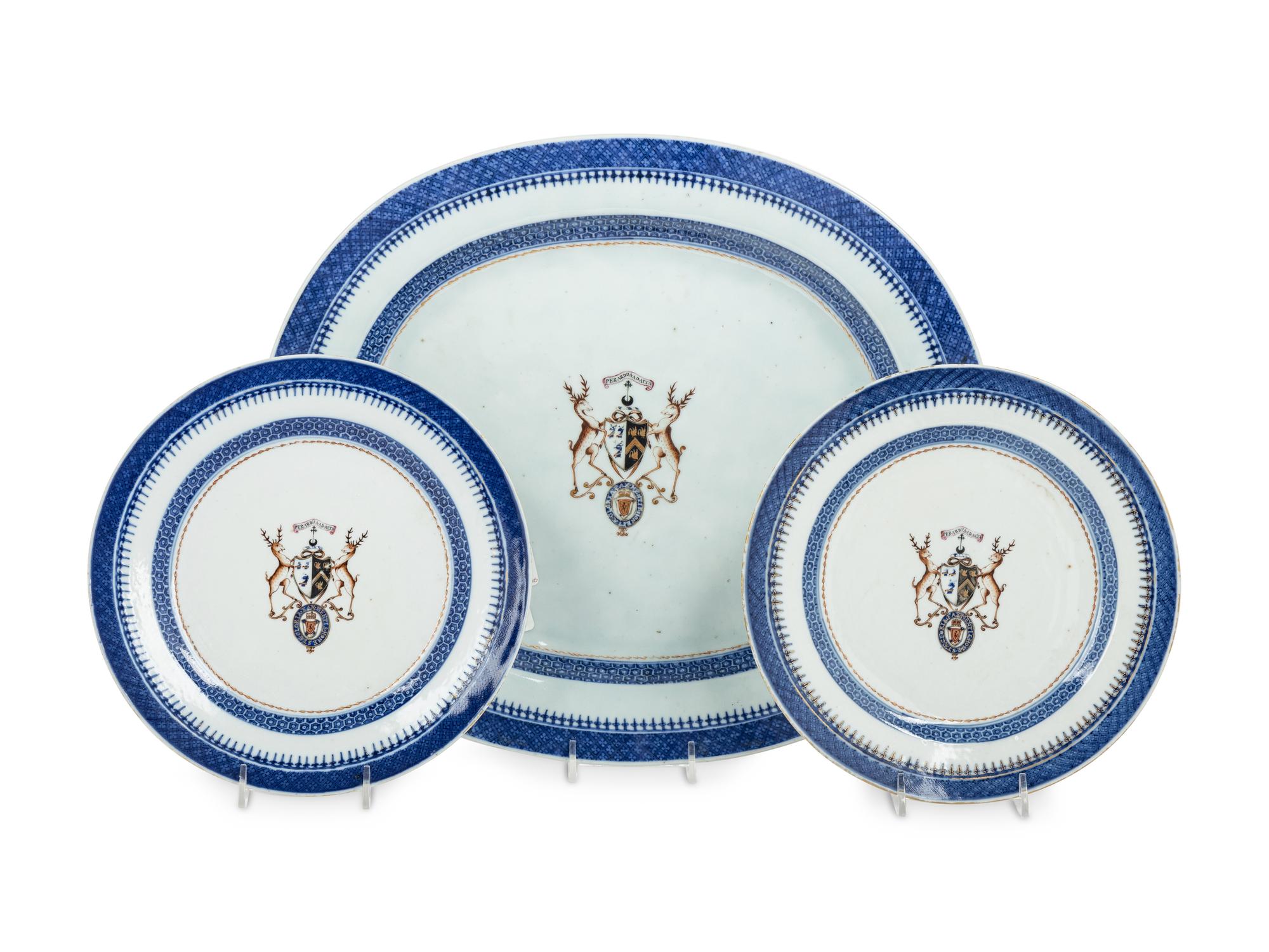 Three Chinese Export Porcelain Armorial Articles