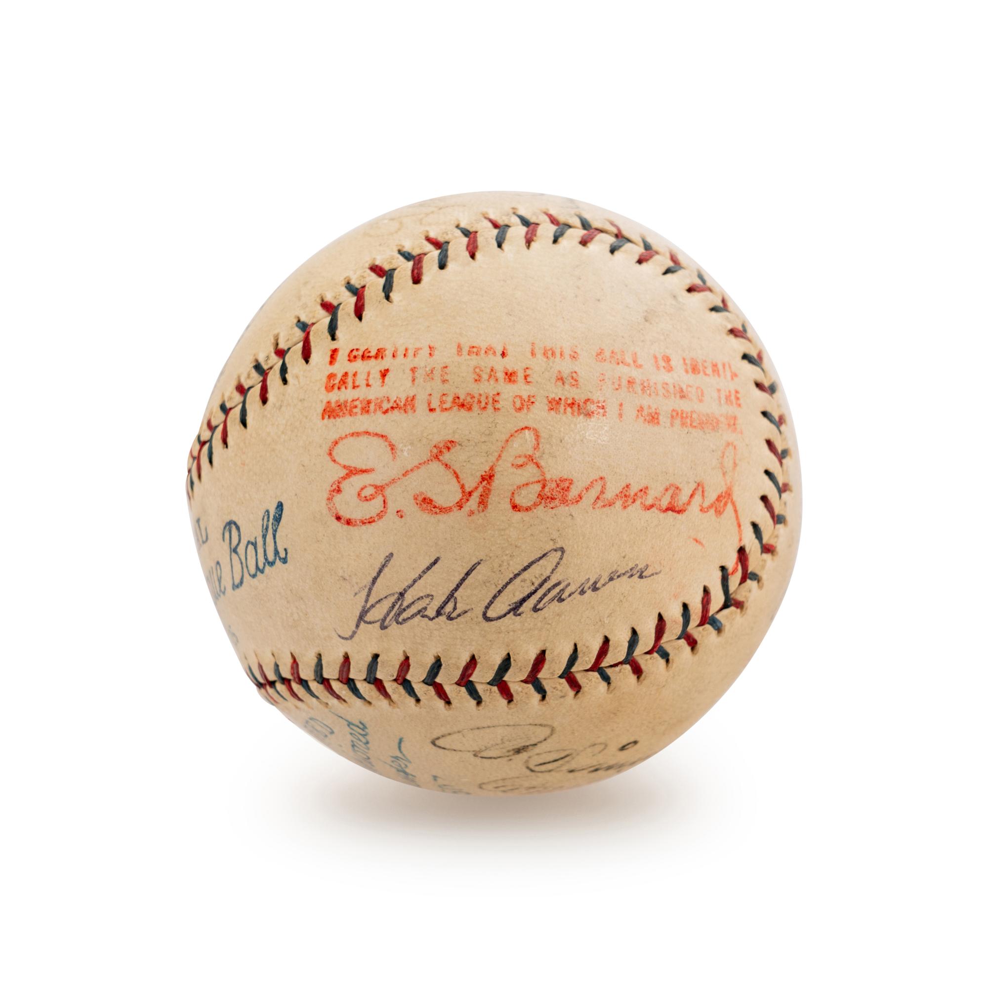 A Legendary Signed Autographed Baseball Featuring Babe Ruth, Hank Aaron, Lou Gehrig, Jimmie Foxx, Al Simmons, Connie Mack, Lefty Grove and George Earnshaw (Beckett Authentication Services)
