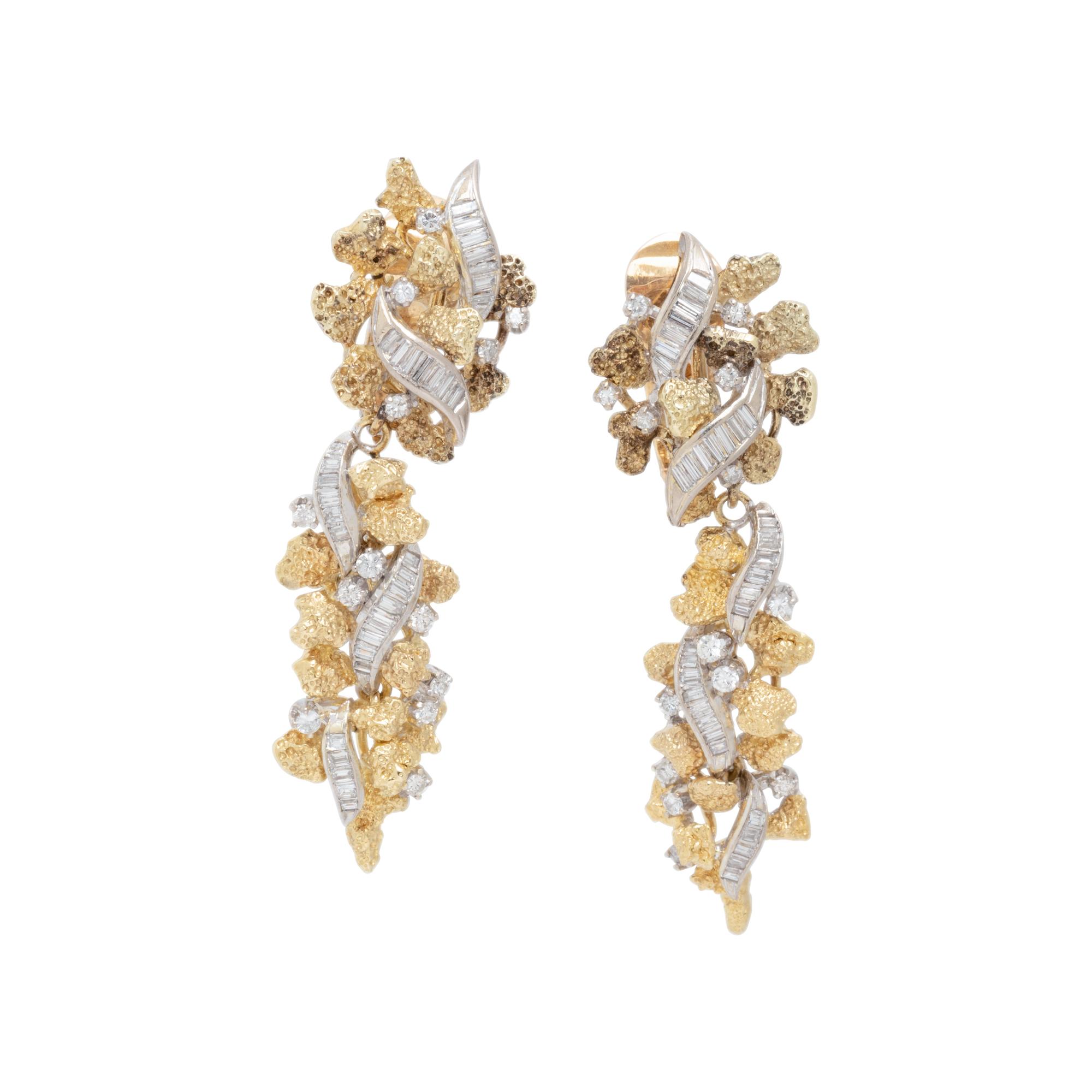 CONVERTIBLE BICOLOR GOLD AND DIAMOND EARCLIPS