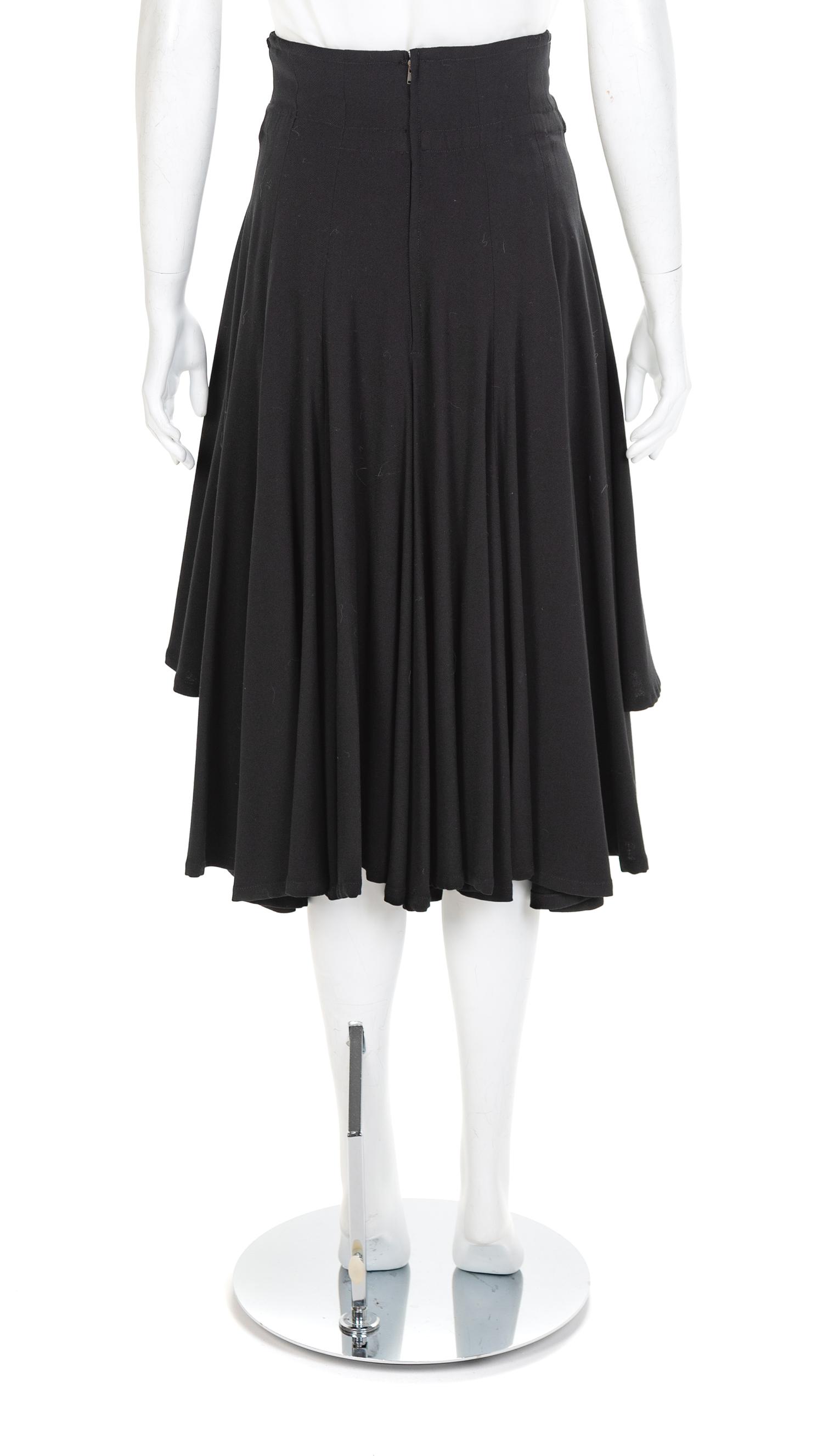 Matsuda Black Tiered Skirt, 1980s No size label