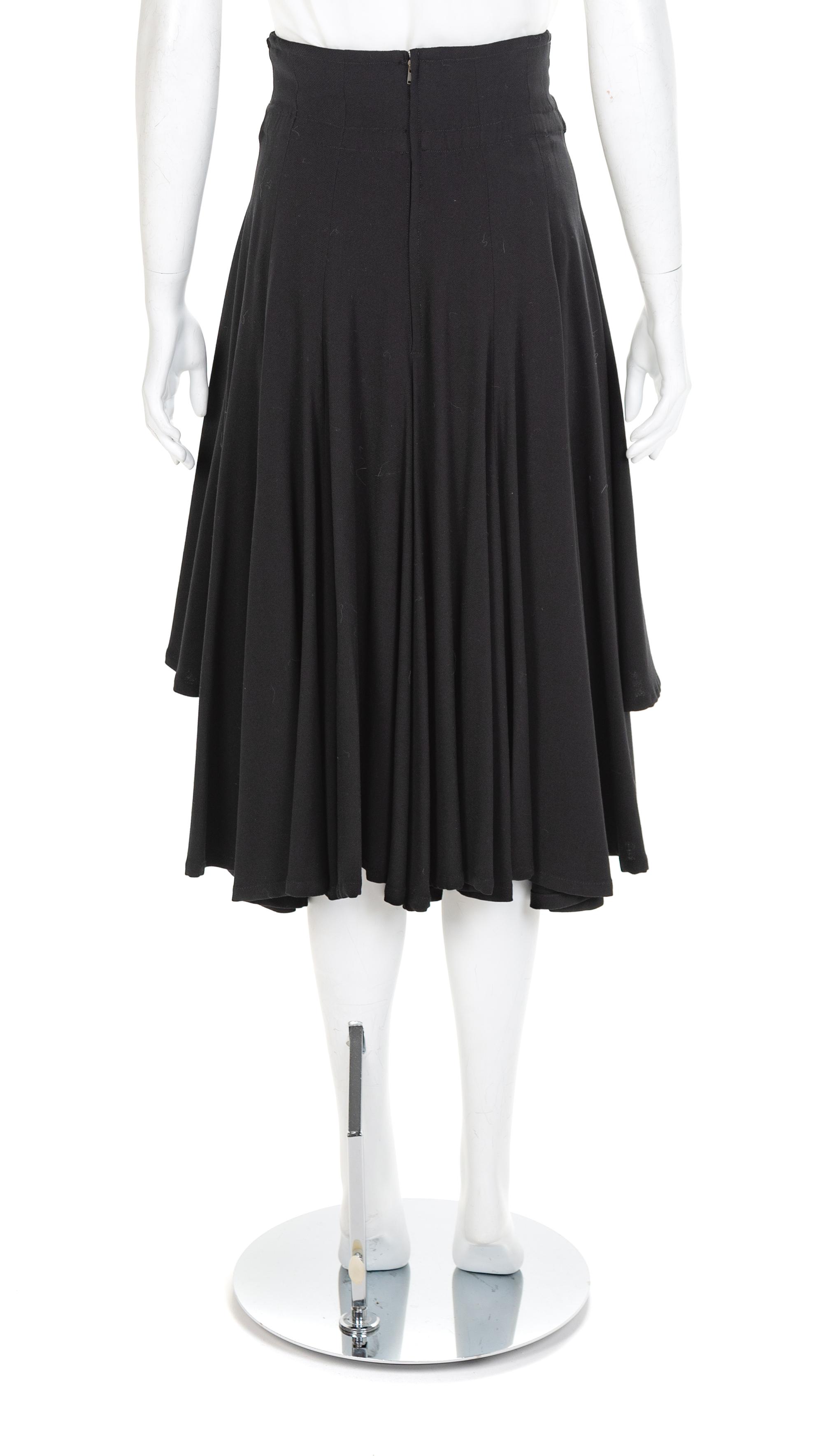 Matsuda Black Tiered Skirt, 1980s No size label