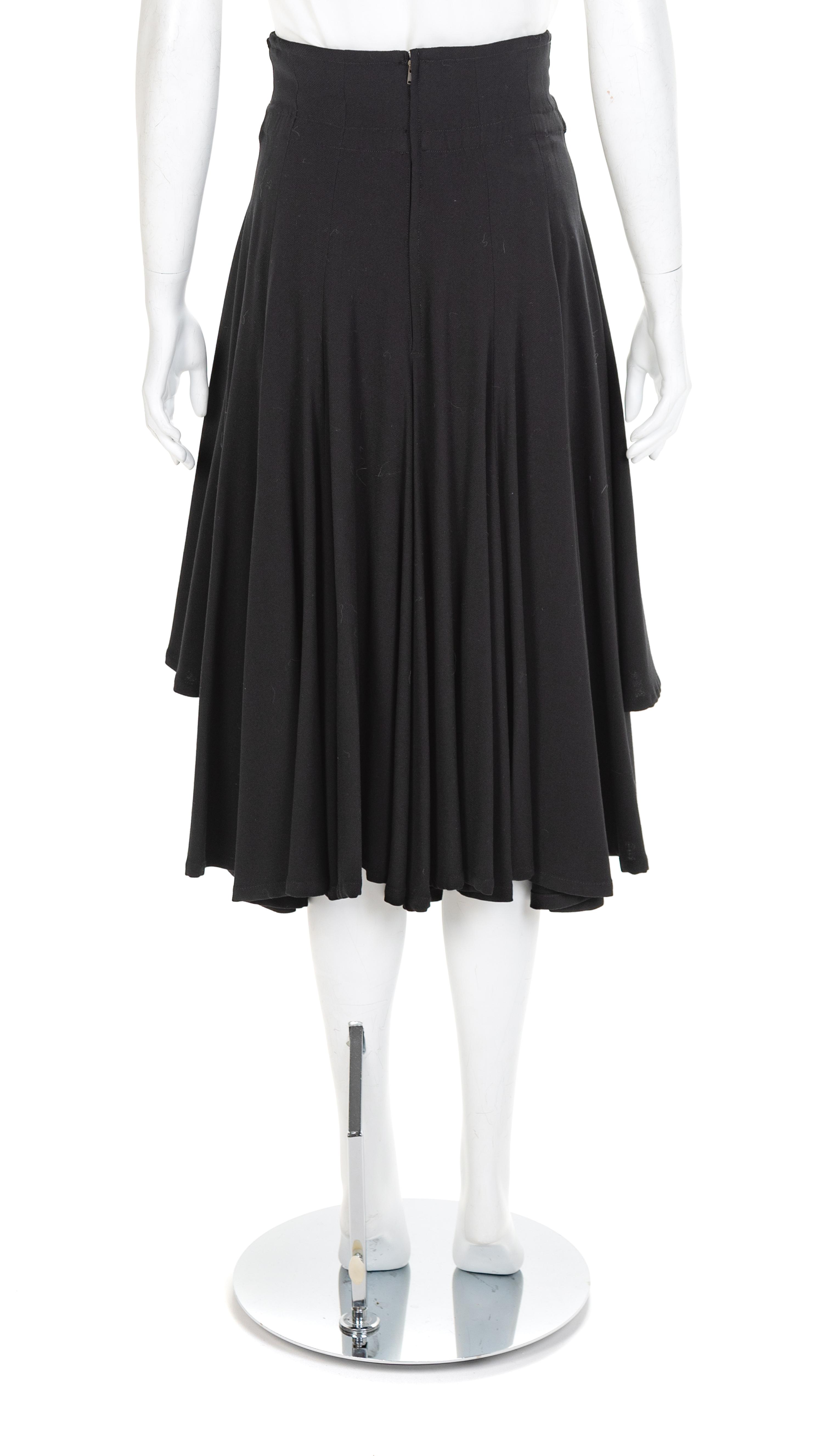 Matsuda Black Tiered Skirt, 1980s No size label