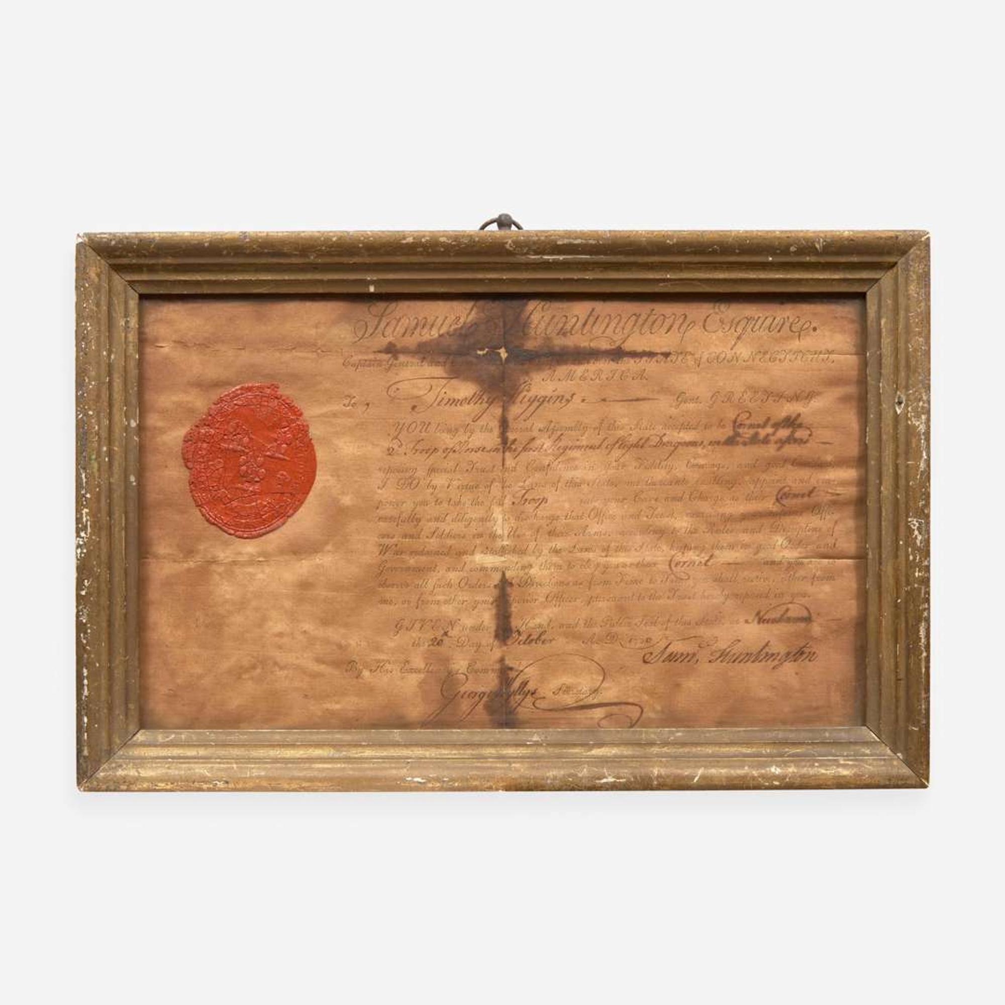[Declaration of Independence] [Connecticut] Huntington, Samuel Partially-Printed Document, signed