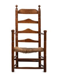 A Pilgrim Century Slat-Back Rush-Seat Armchair