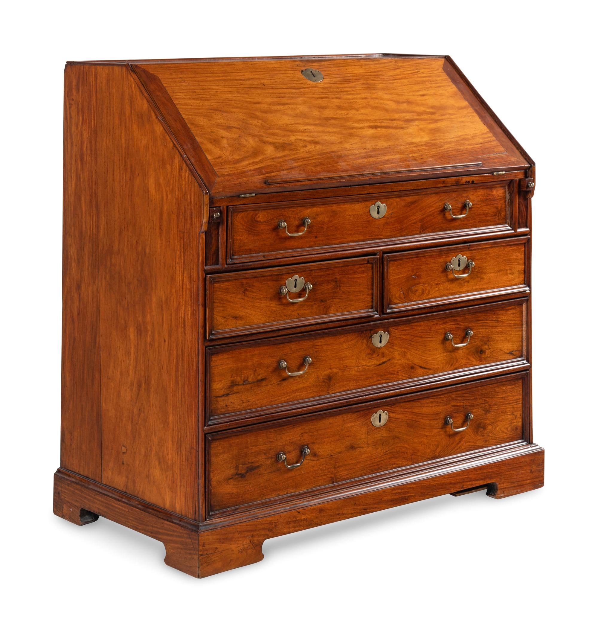 An Anglo-Indian Padouk Slant-Front Bureau